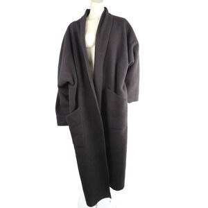 Eileen Fisher Brown Open Front Oversized Long Coat Size L Minimalist Outerwear